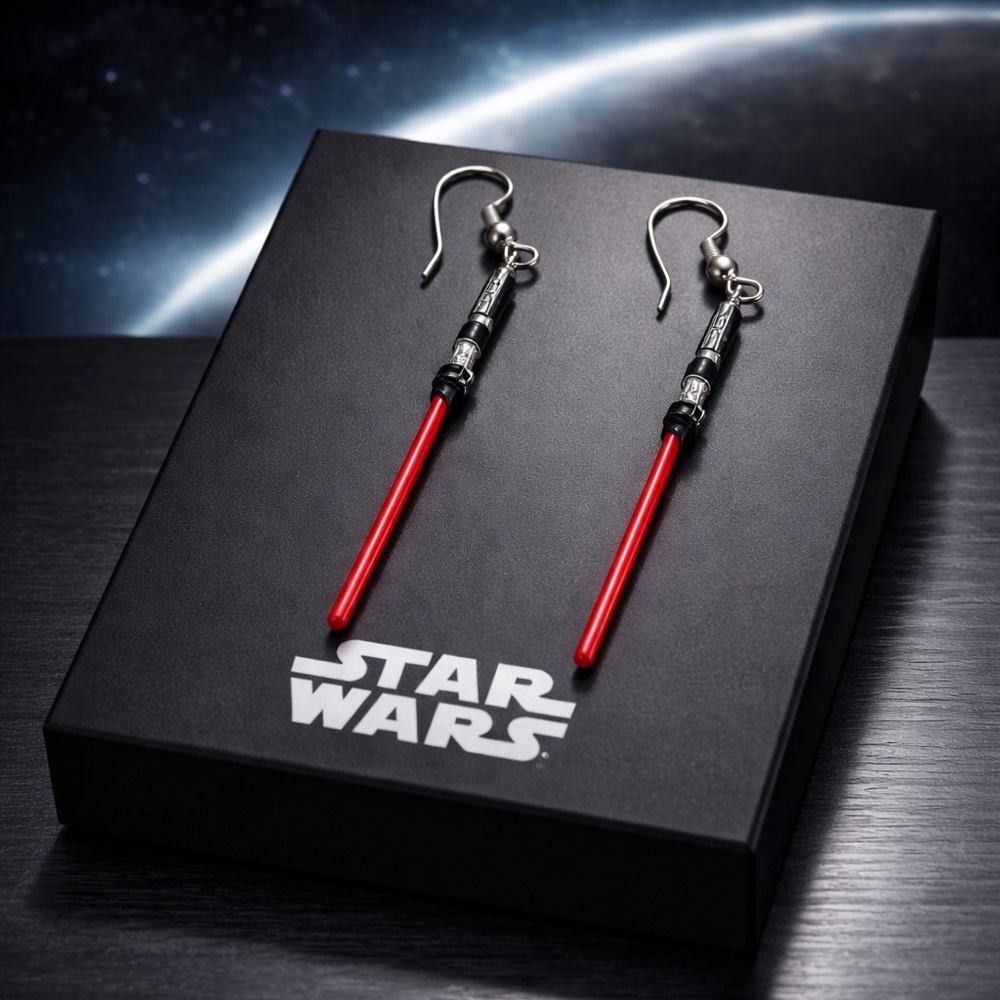Disney Star Wars -Dart Vader Lightsaber with Steel Hanger Earrings